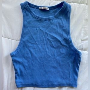 Zara Blue Cropped Tank Top